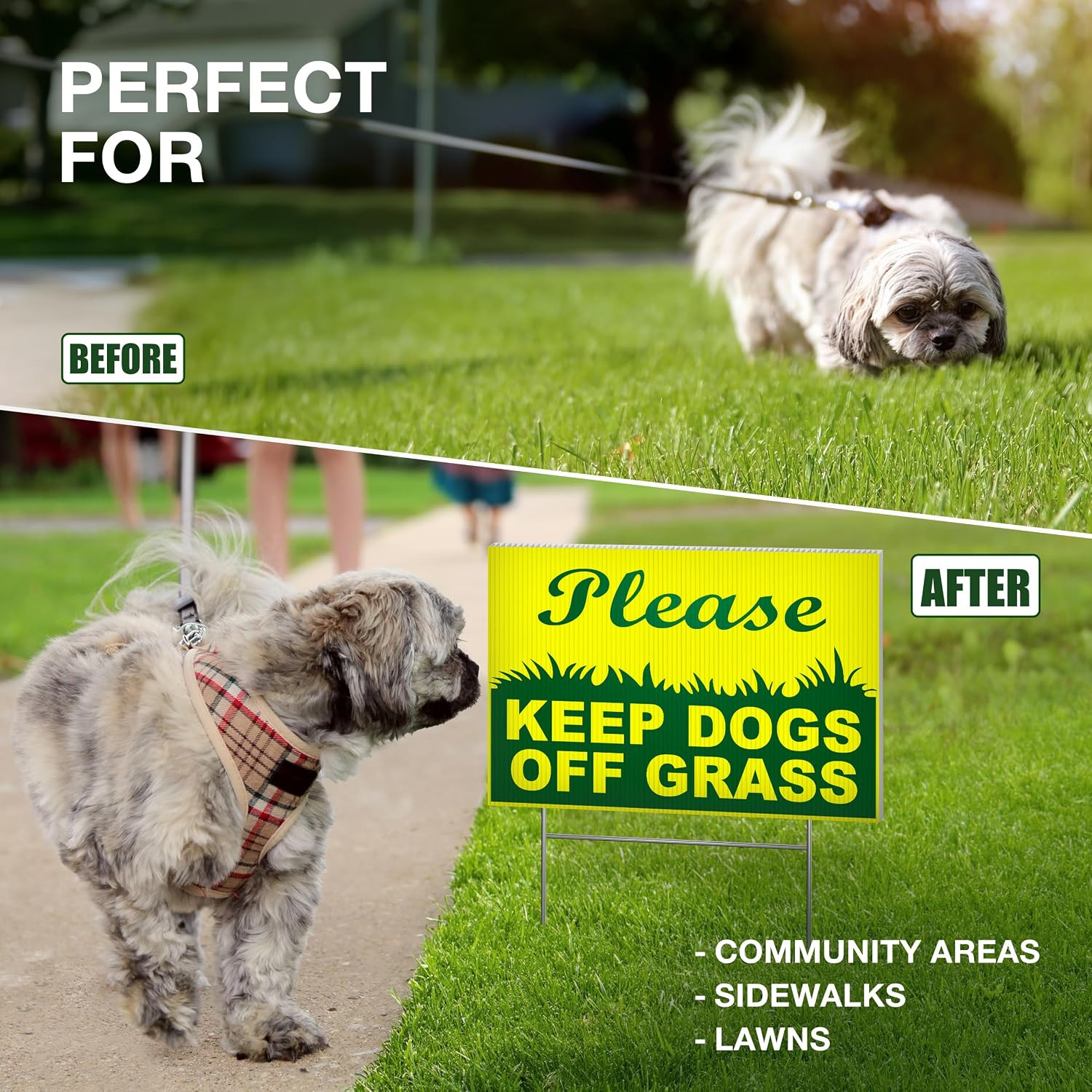 Keep off Grass Signs for Yard, 6X9 Double Sided Coroplast, 4 Pack | Lawn Signs w