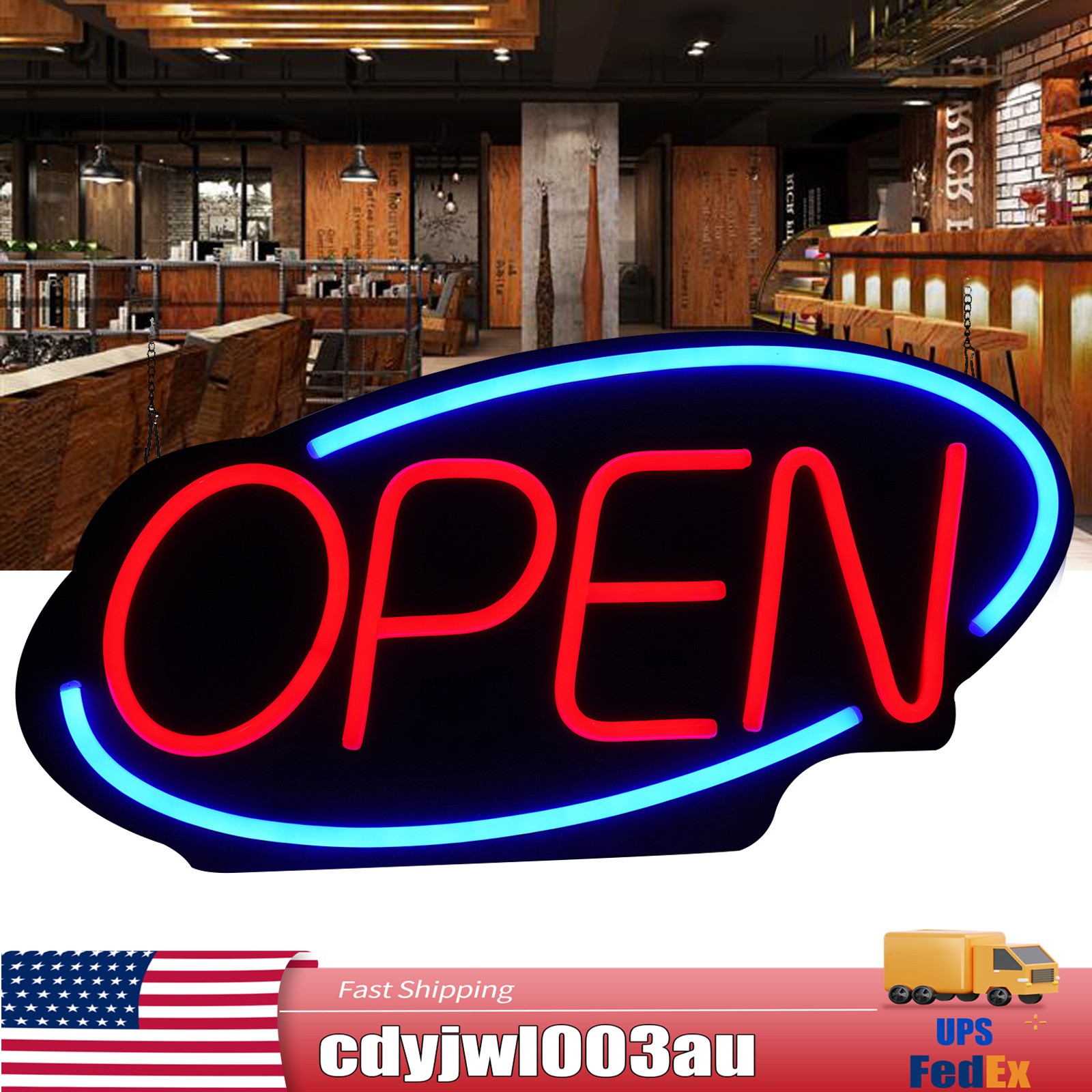LED Open Sign Bright Neon Light Large for Restaurant Bar Pub Shop Store Business