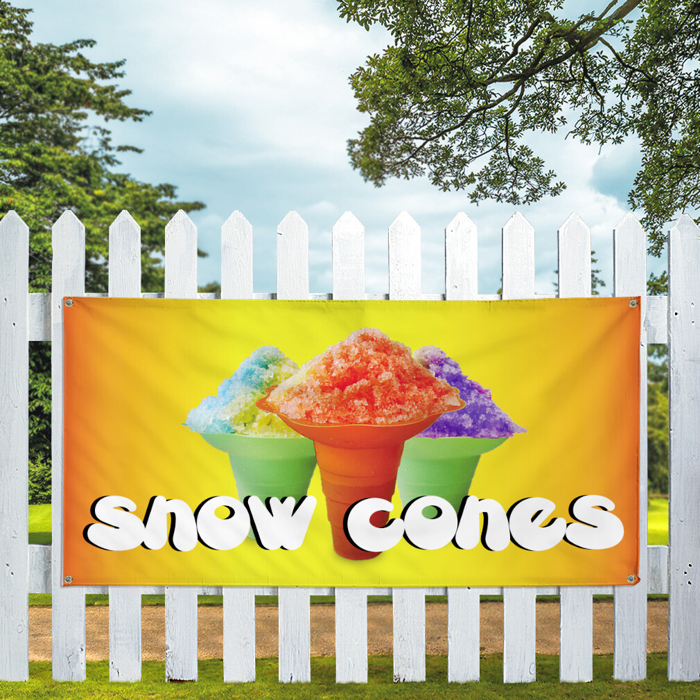 Vinyl Banner Multiple Sizes Snow Cones Outdoor Advertising Printing A Outdoor