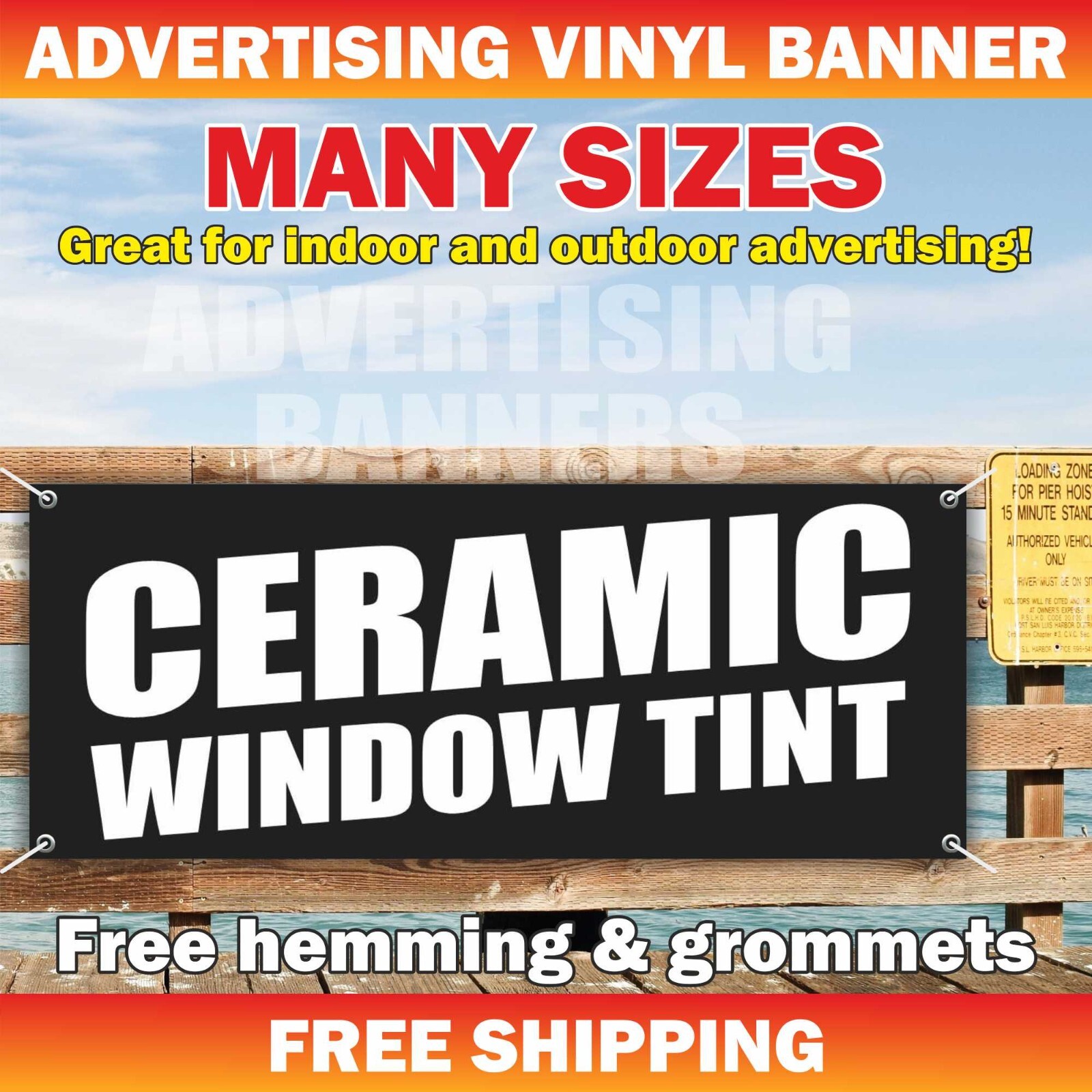 CERAMIC WINDOW TINT Advertising Banner Vinyl Mesh Sign Car Service Repair Garage