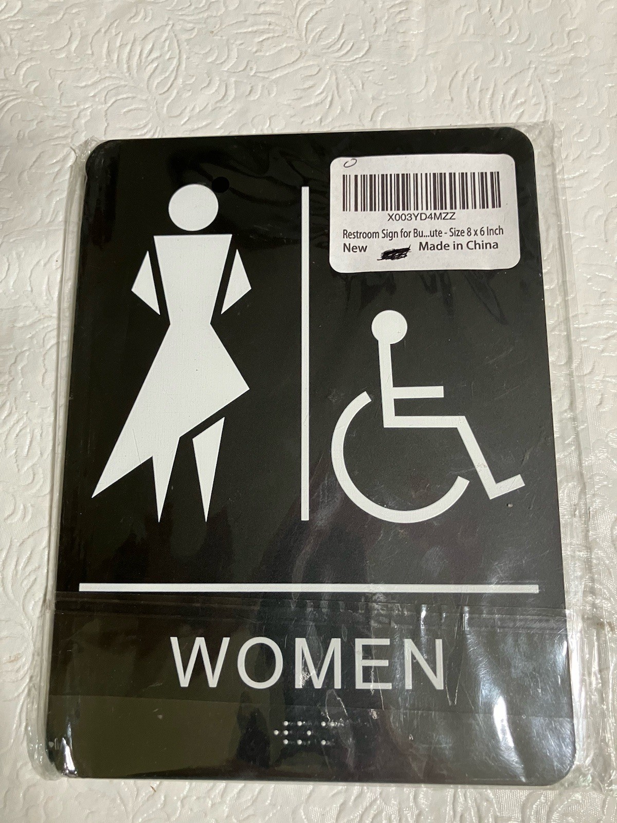 Modern Men And Women’s Handicap Restroom Sign With Braille. 8” X 6”