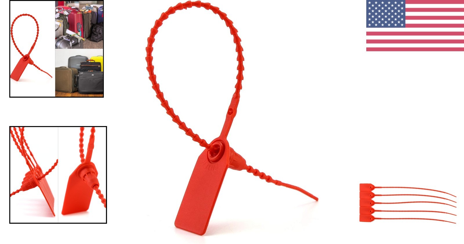 Self-Locking Security Zip Ties 100Pcs Red Plastic Tamper Seals 9-13/16″ Long