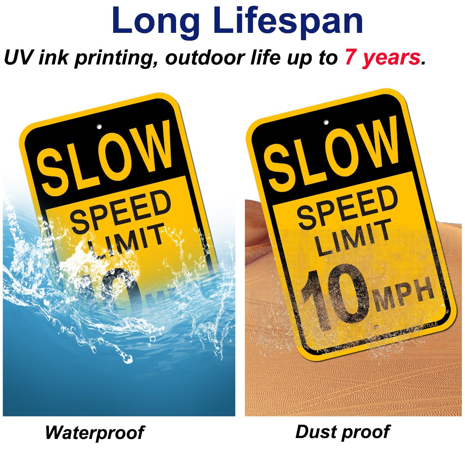 2 Pack 18×12 Inch Slow Down Sign Speed Limit 10 MPH Traffic Sign for Driveway