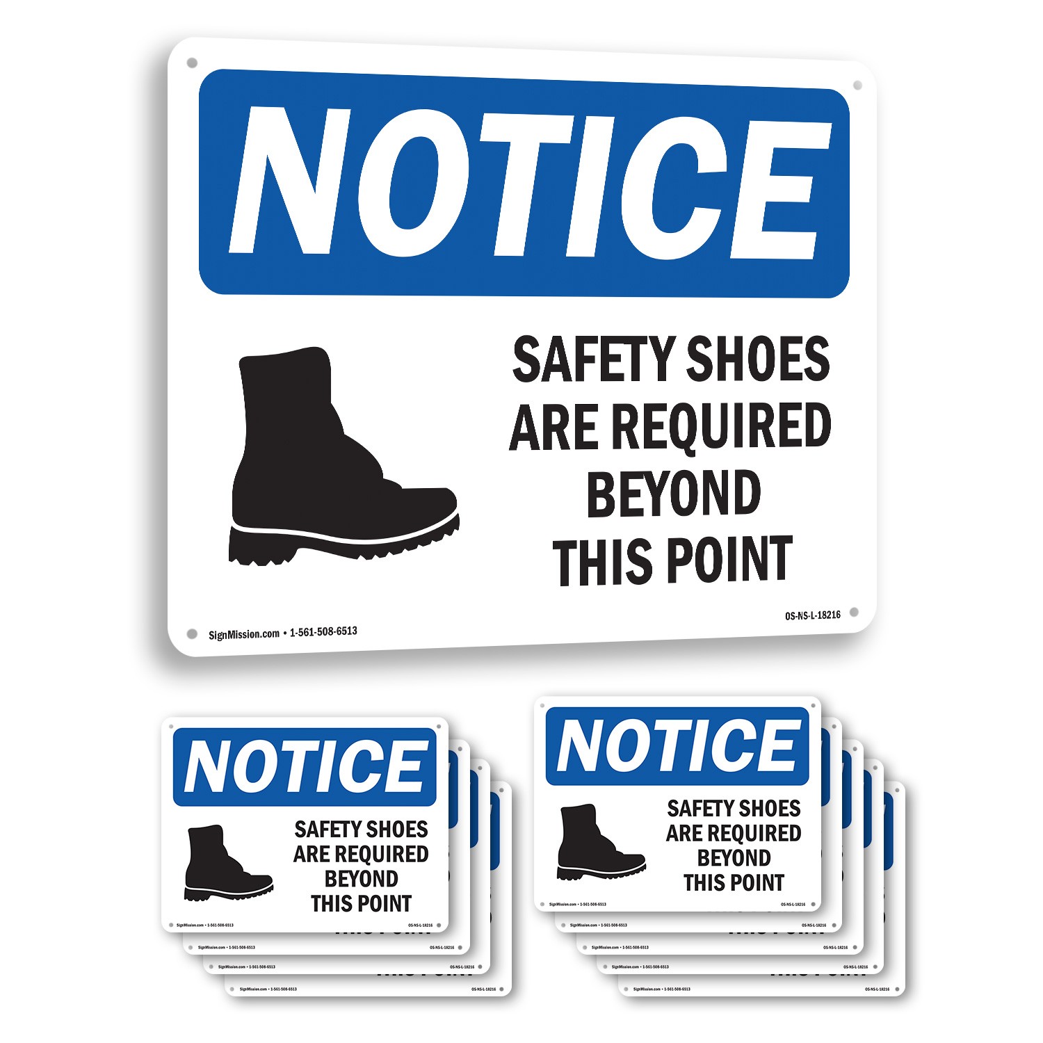 Safety Shoes Are Required Beyond OSHA Notice Sign Metal, Decal – 5 or 10 Pack