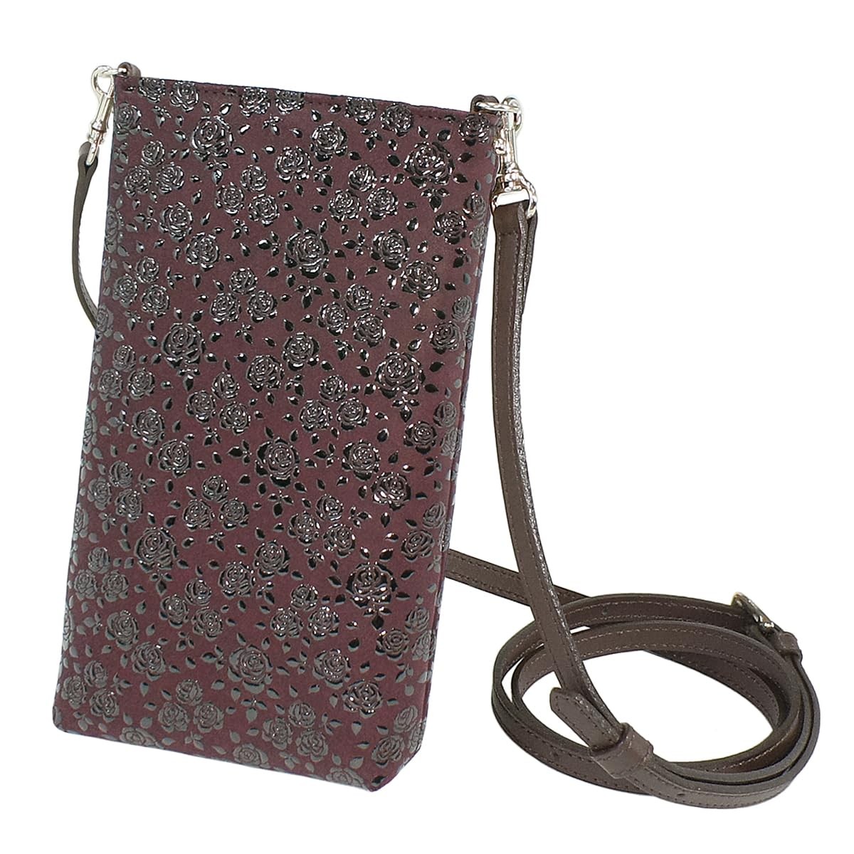 Inden Sacoche Smartphone Pouch Deerskin Purple & Black Rose 5029