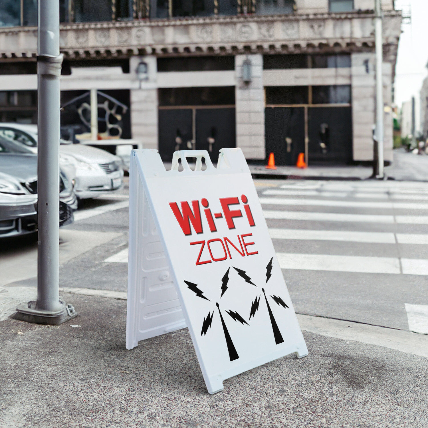 A-frame Sidewalk Wi-fi Zone 24″ x 36″ Double Sided A-Frame Sidewalk Sign