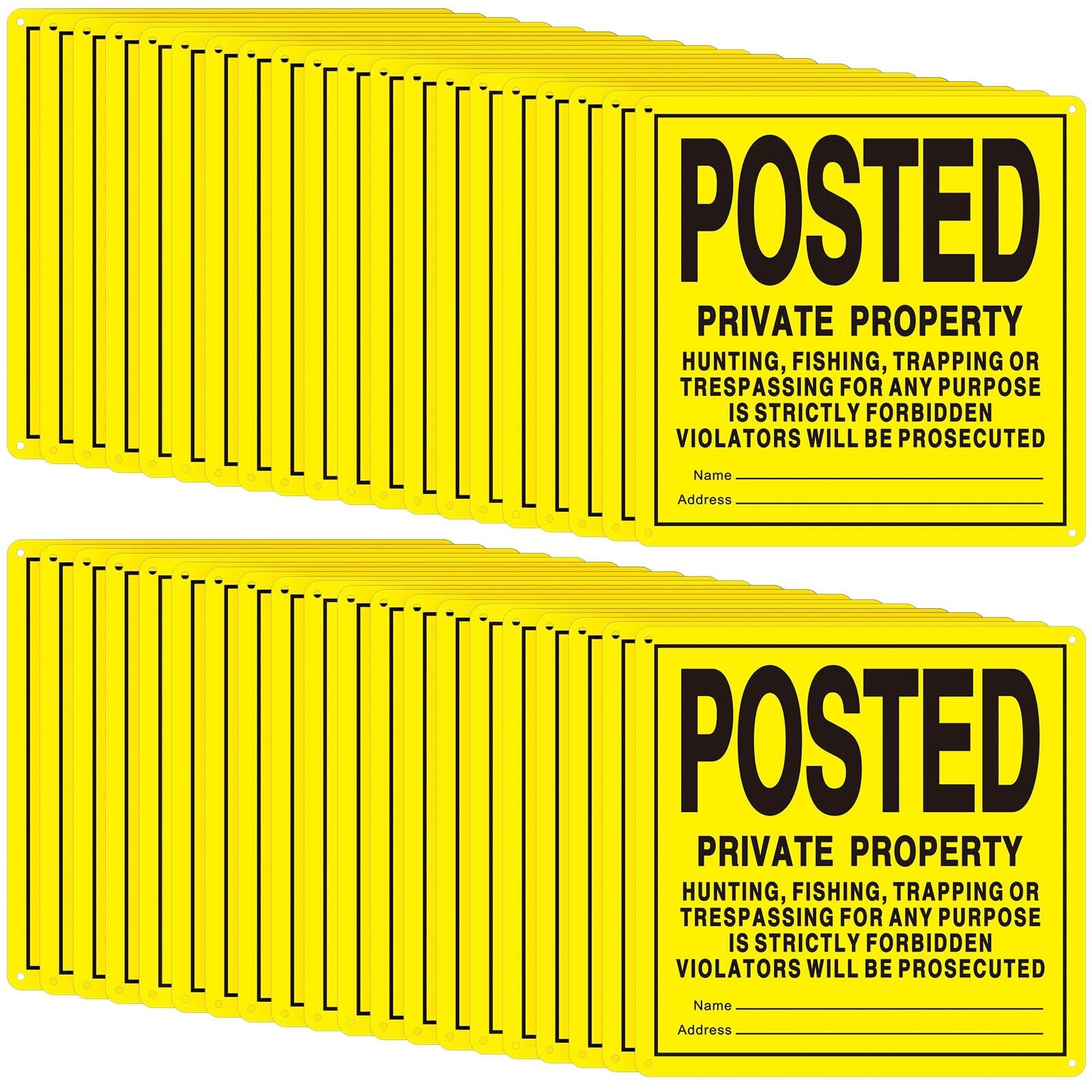 Tandefio 40 Pcs No Trespassing Posted Signs 12 x 12 Inch Large Yellow Private
