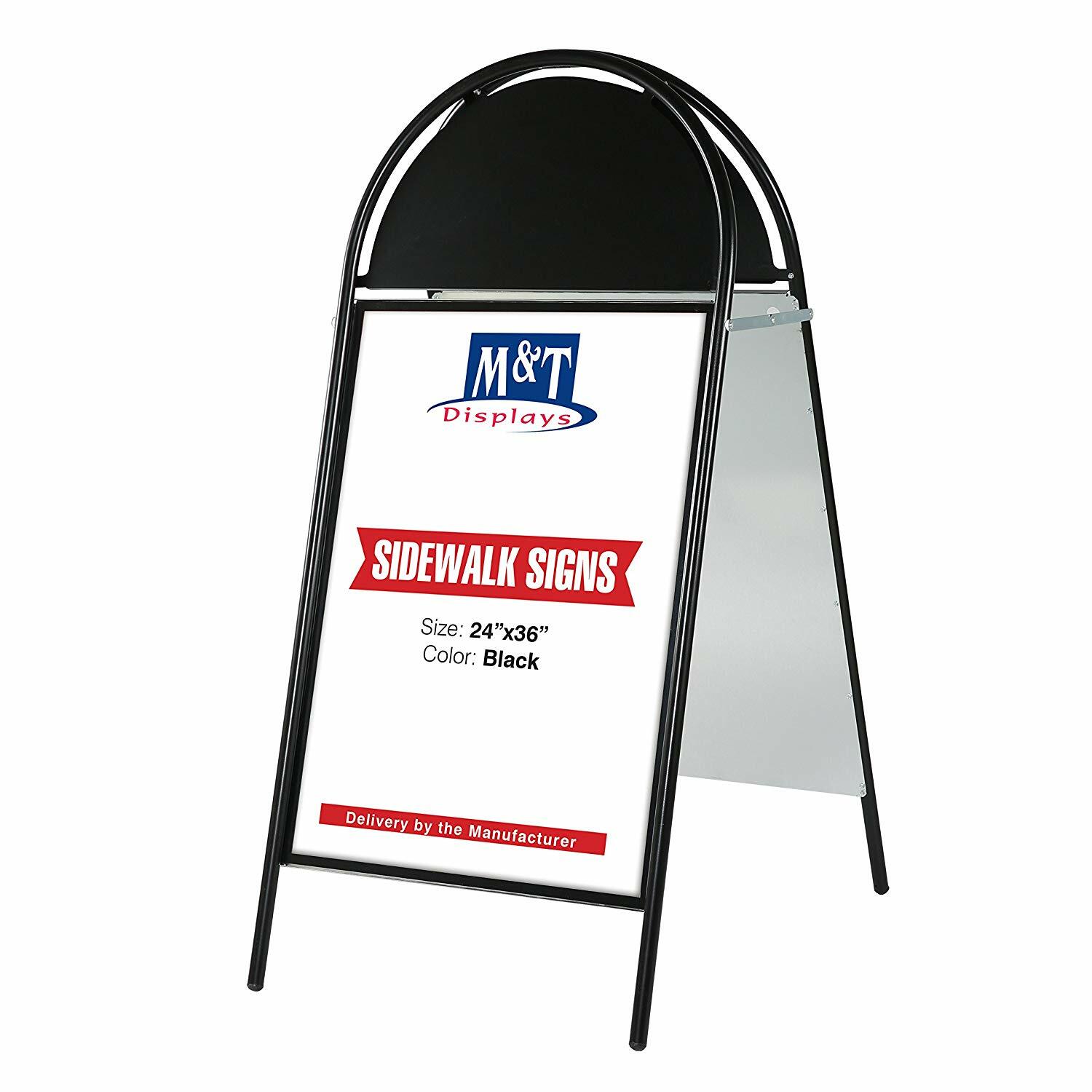 Sandwich Board Sidewalk A-Frame Double Sided Galvanized Backing 24×36 Black