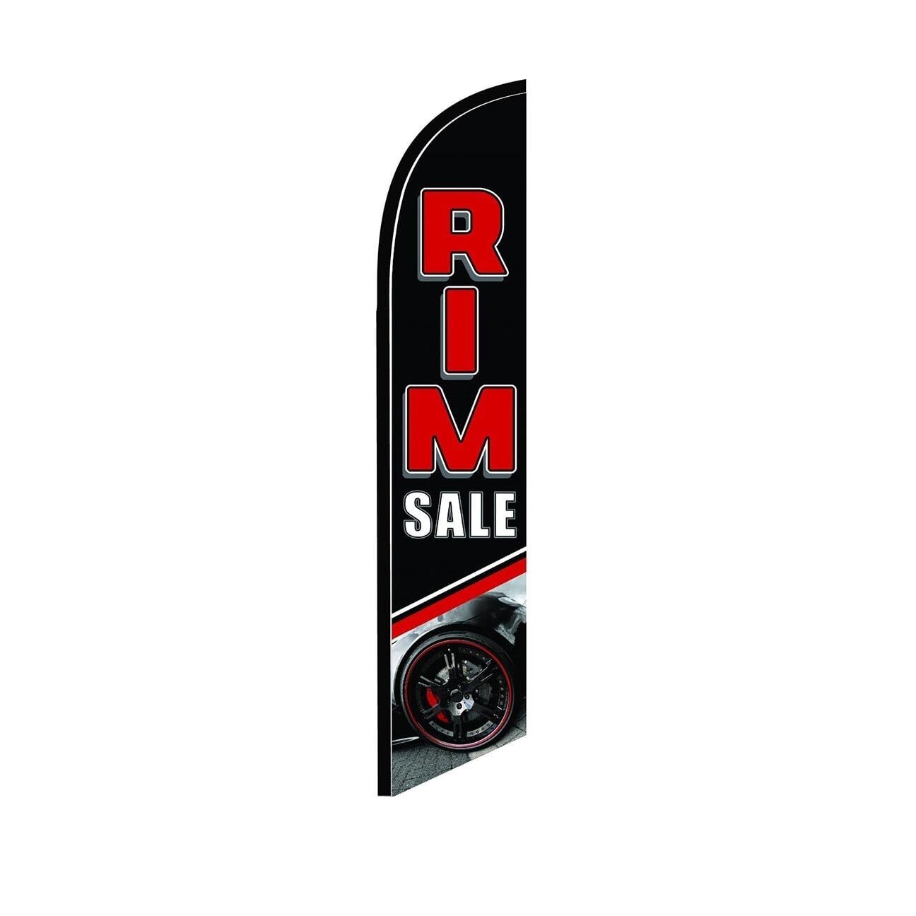 Rim Sale Black Swooper Flutter Feather Flag | 3ft W x 11.5ft Tall