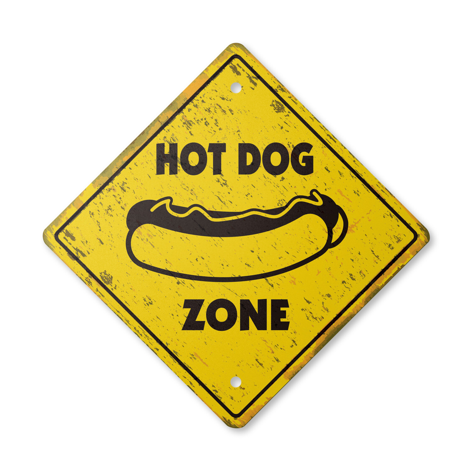 Hotdog Vintage Crossing Sign Xing Plastic Rustic hotdog cart foodie eating fat f