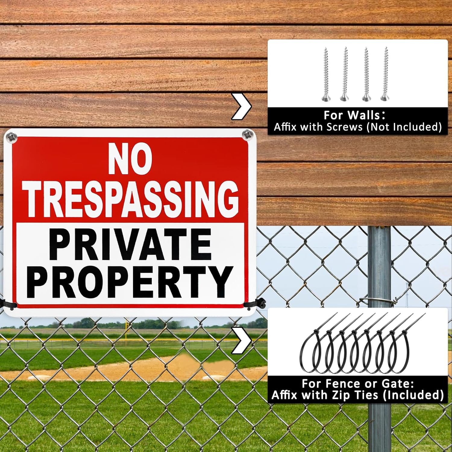 2 Pack No Trespassing Signs Private Property – 10X7 Inch 40 Mil Rust Free Alu…
