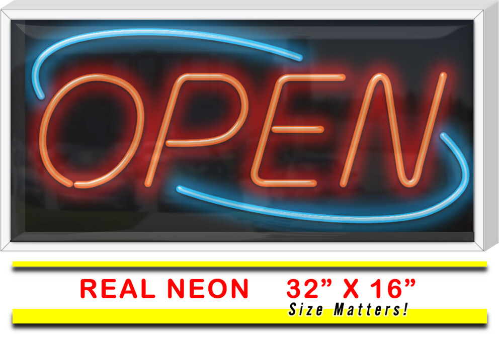 OUTDOOR Art Deco Open Neon Sign Jantec 32″ x 16″ Restaurant Shop Bar