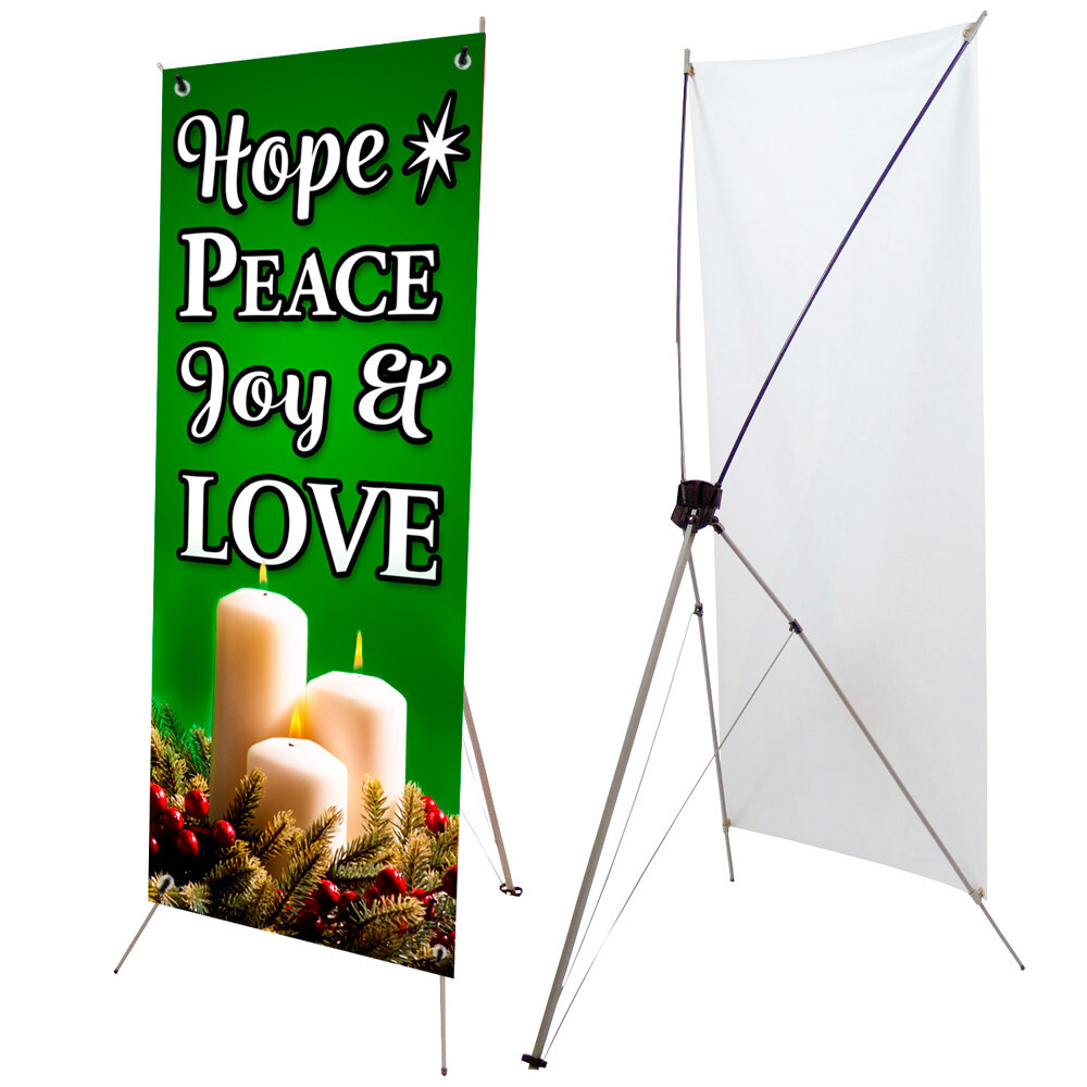 Hope Peace Joy Love – Advent 2.5′ x 6′ X-Banner Kit (Printed in the USA)