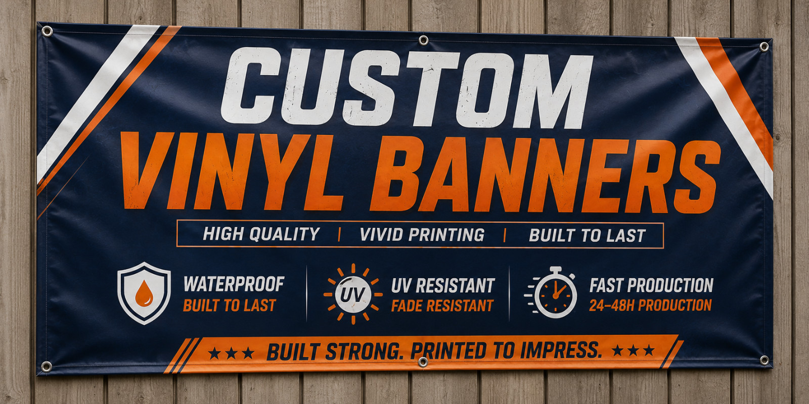 Custom Vinyl Banner Heavy Duty 13oz Waterproof UV Resistant Fast Production USA