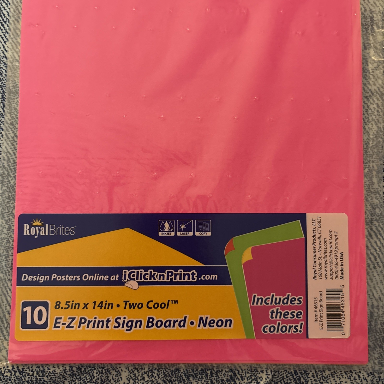 EZ Print Sign Board 2 Cool Neon Assorted Colors, 8.5″x14″, 10/PK
