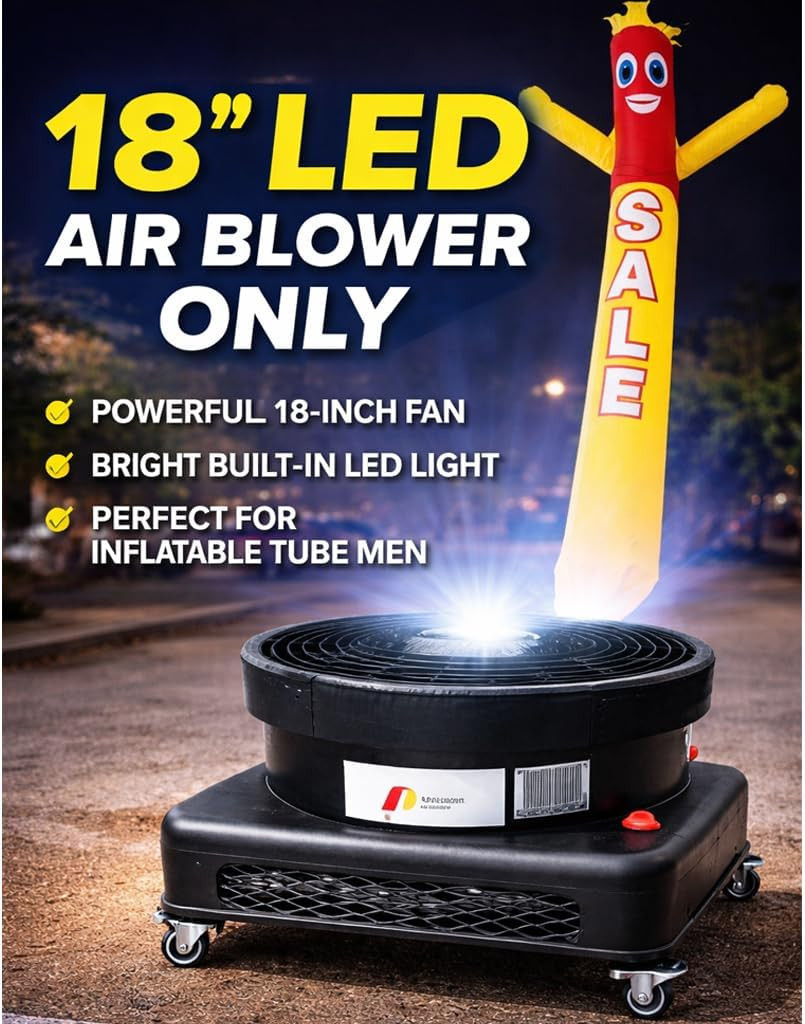 18-Inch LED Air Blower for 18Ft/20Ft Inflatable Tubemen Dancers (Power 1100W) Hi
