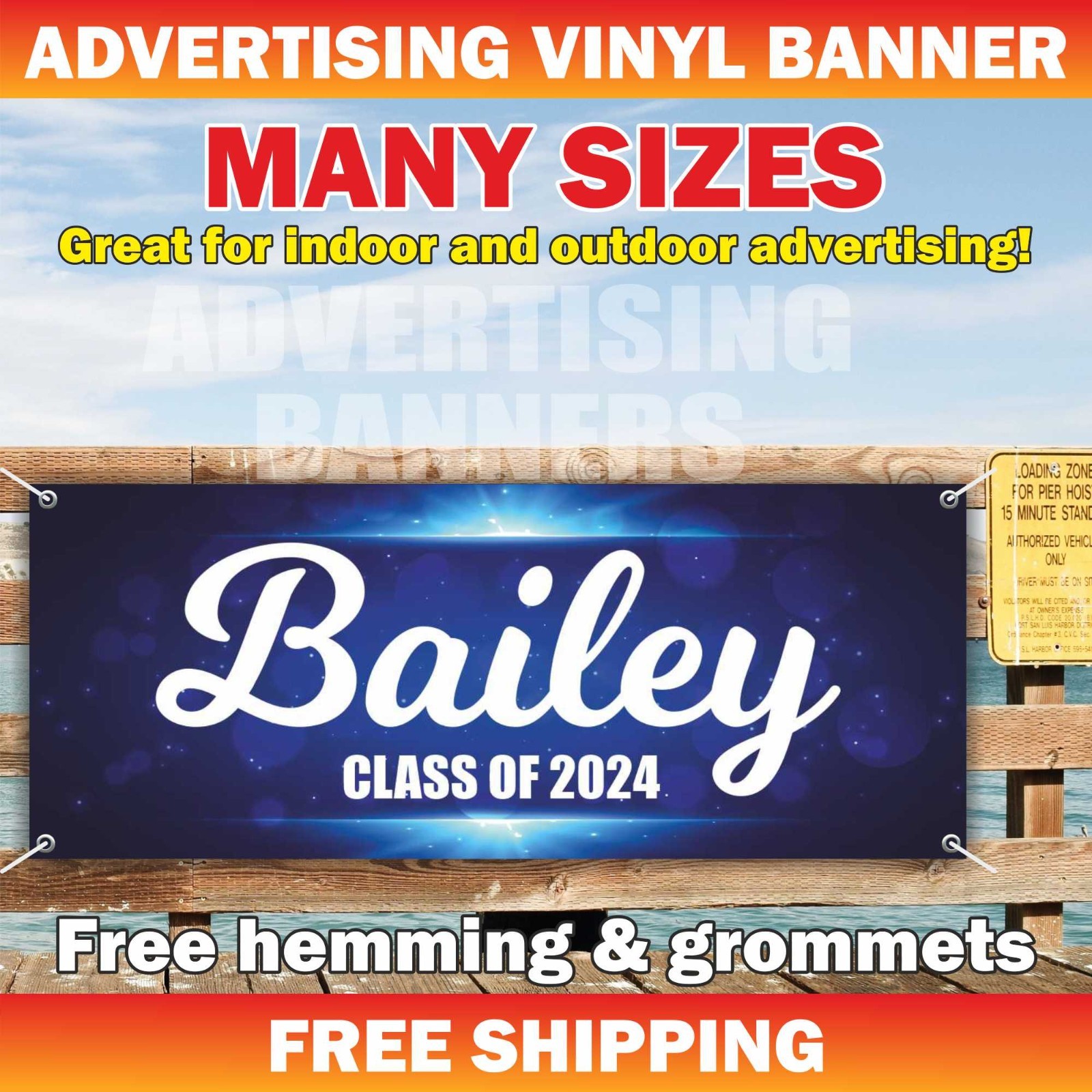 CLASS OF 2025 Advertising Banner Vinyl Mesh Sign CONGRATULATIONS Custom Name