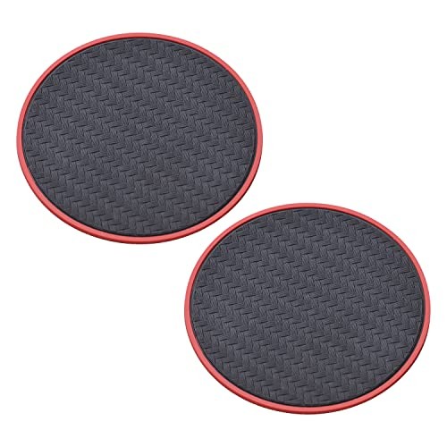 SEIWA Car Interior Non-Slip Drink Pocket Mat Carbon Fiber Pattern Black 2-Piece