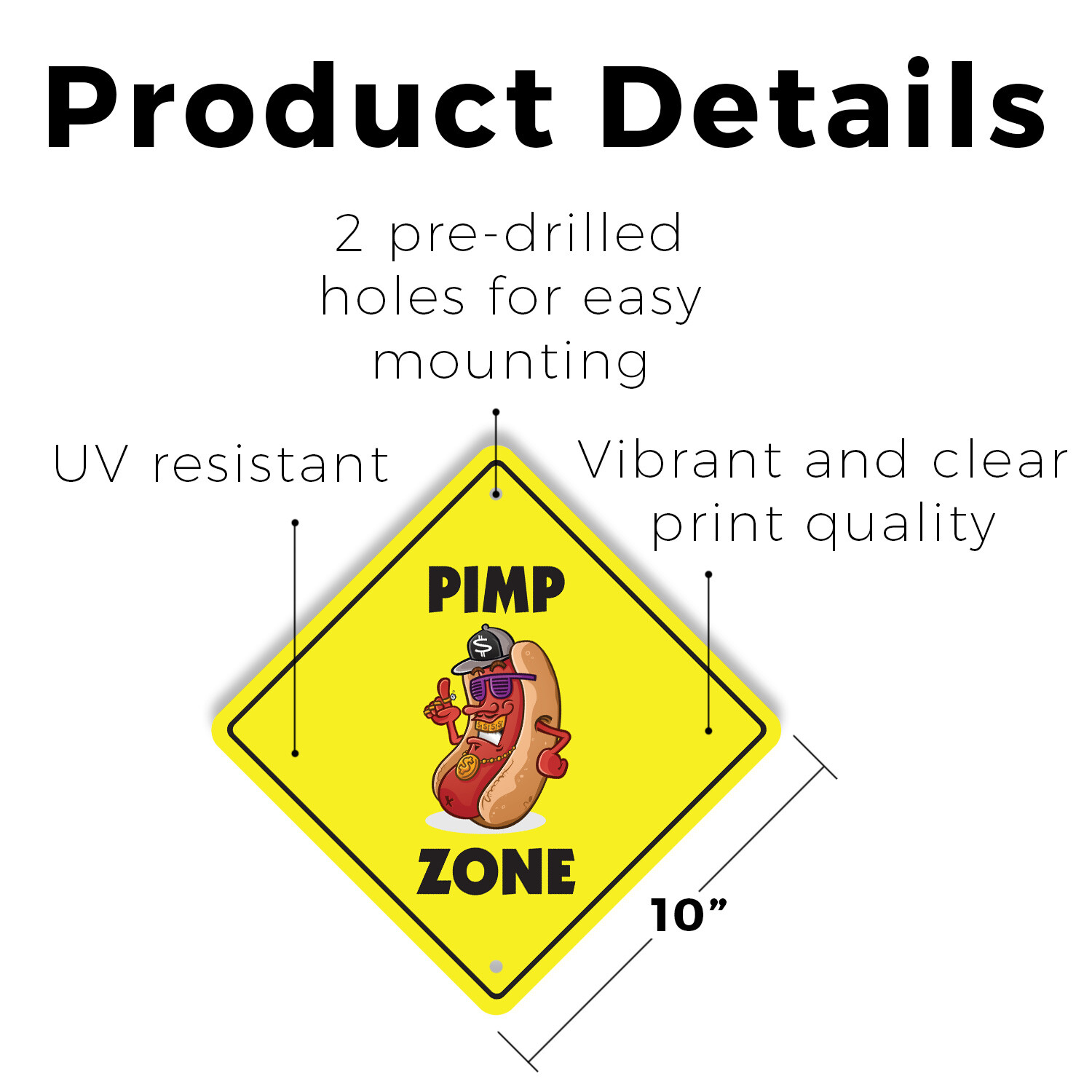 Pimp (3 Pack) Plastic Street Sign Crossing Warning Vintage Rustic Beware