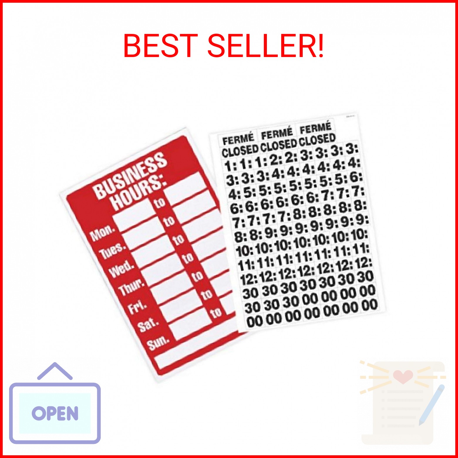 Headline Sign Business Hours Customizable Sign with 90 Peel and Stick Characters