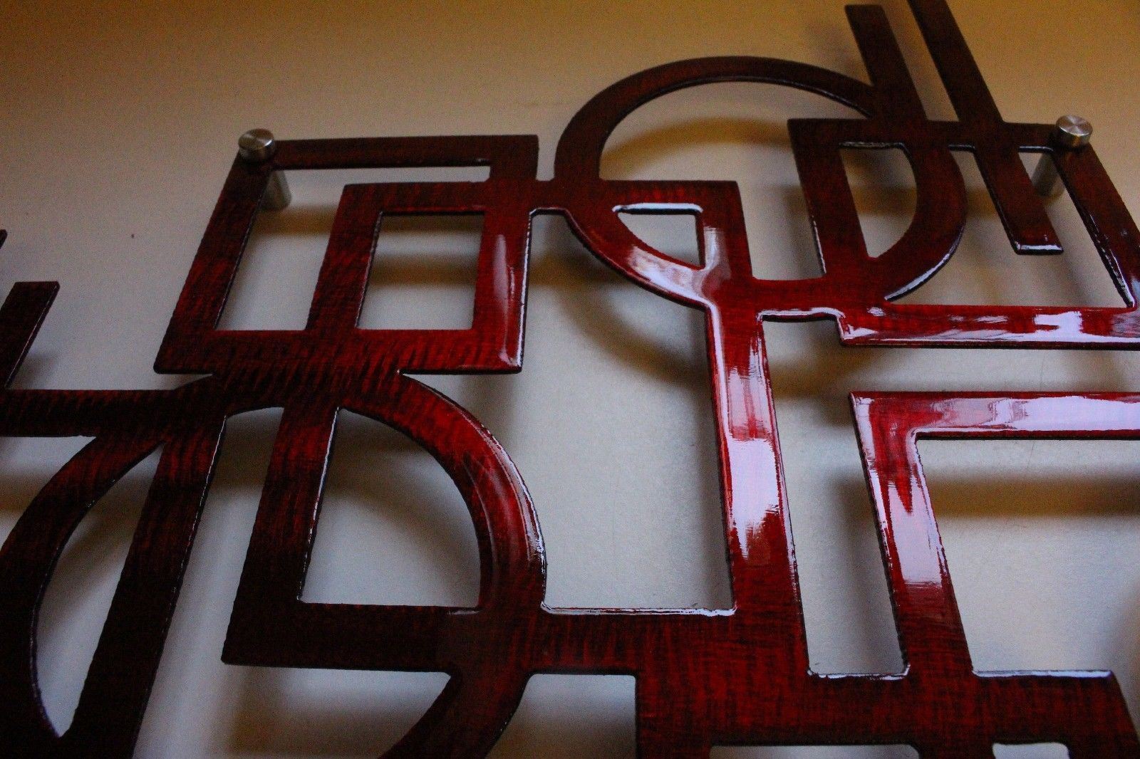 Modern Lines Metal Wall Art Decor Metallic Red 32″ x 20″