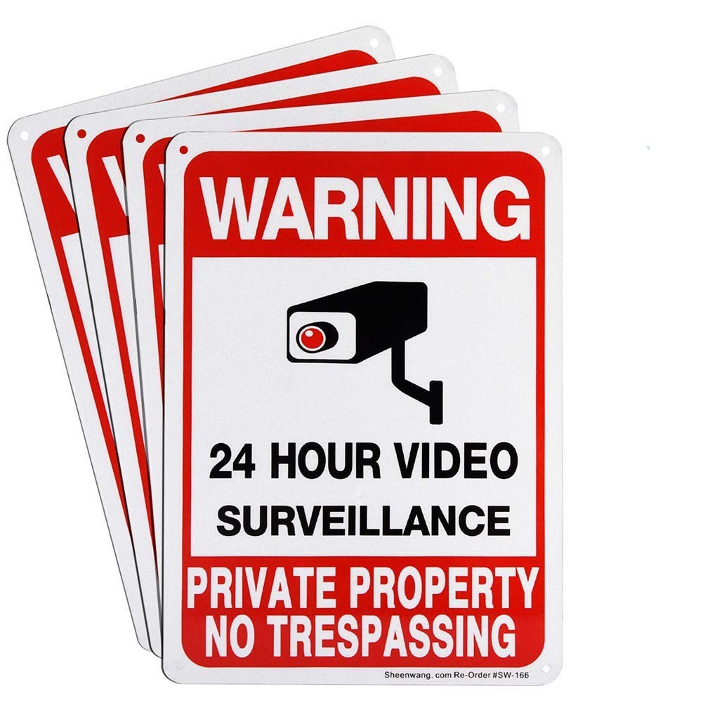 4Pack Private Property No Trespassing Sign, Video Surveillance Signs Outdoor,…