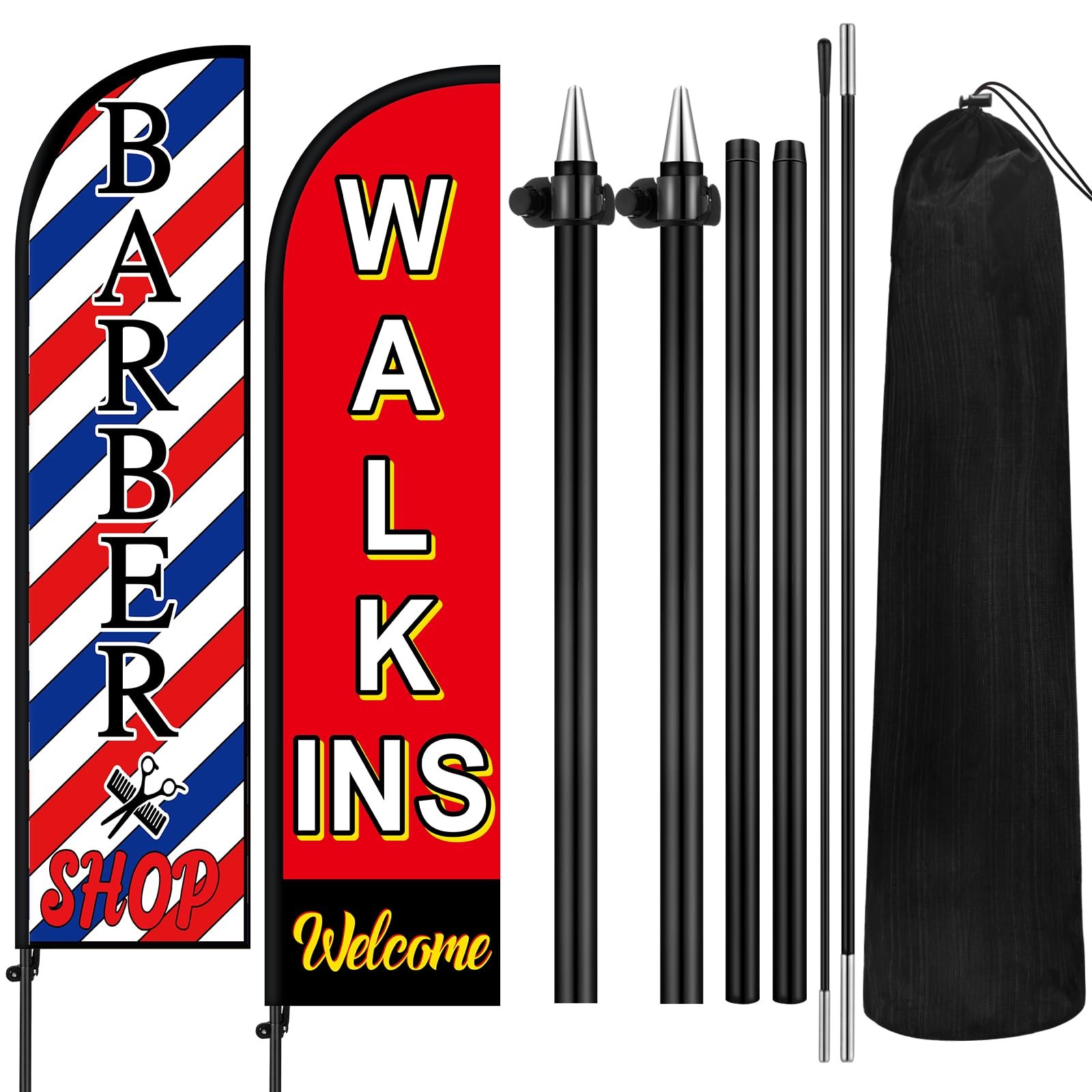 “Barbershop Swooper Flag Kit WalkIns Welcome Feather Banner for Outdoor Ads”