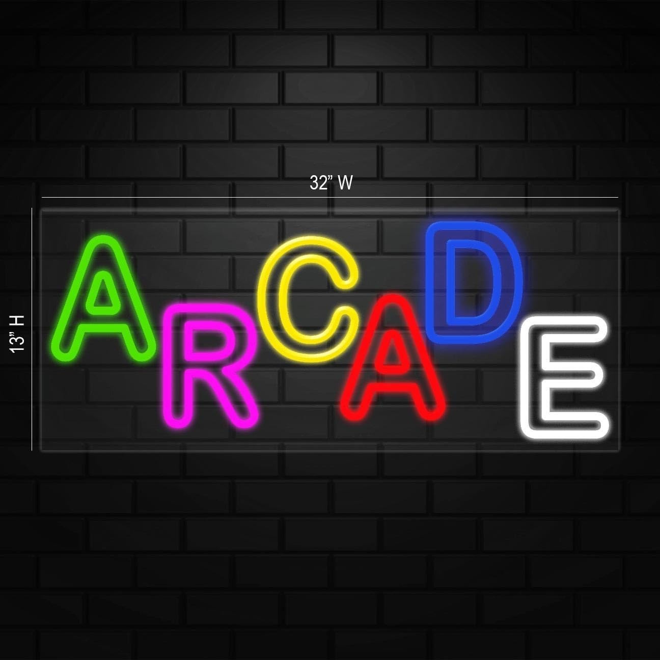Arcade Neon Sign for Displays | LED Flex Neon | 32″W x 13″H x 1″D