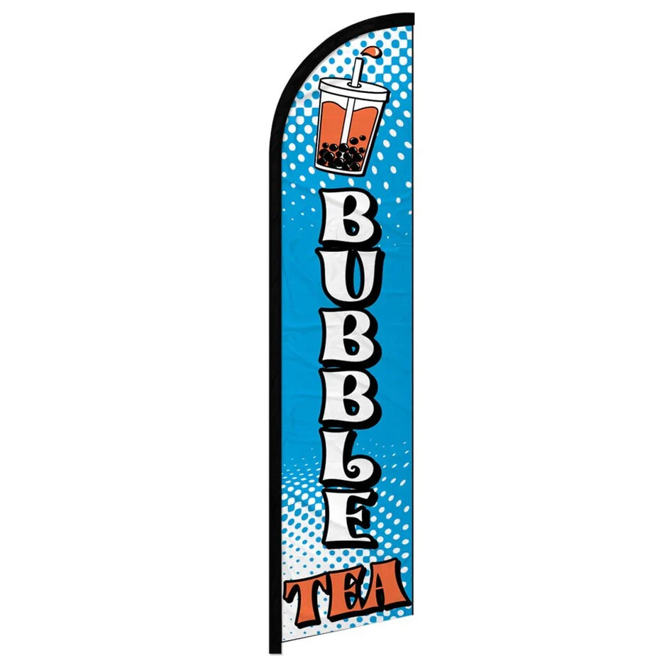 Bubble Tea Windless Full Sleeve Feather Advertising Boba Beverage Banner Flag