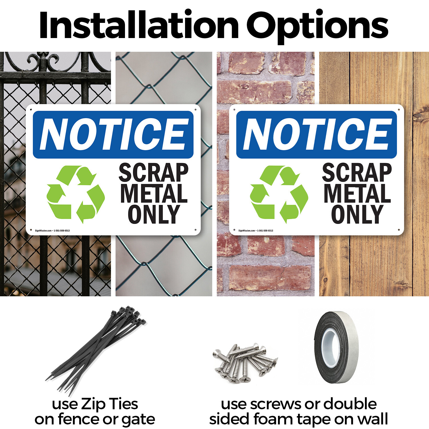 (2 Pack) Scrap Metal Only OSHA Notice Sign Decal Metal Plastic