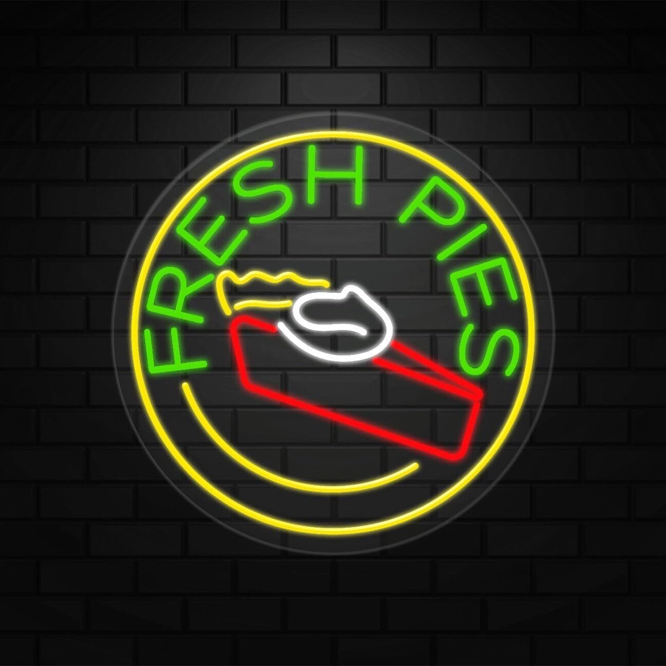 Fresh Pies Neon Sign for Retail Displays | LED Flex Neon | 18″W x 18″H x 1″D