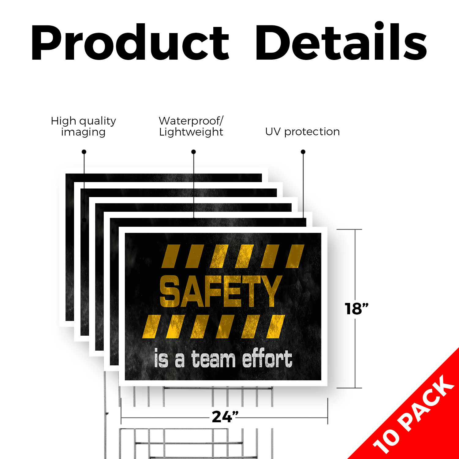 Safety Is a Team Effort Yard Sign Workplace Safety, OSHA Compliance, Bold Design