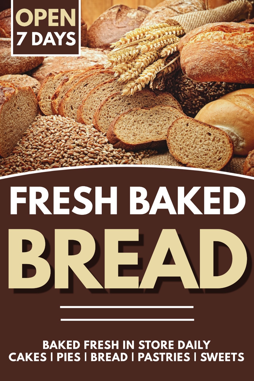 Fresh Baked Bread pies cakes Advertising poster sign