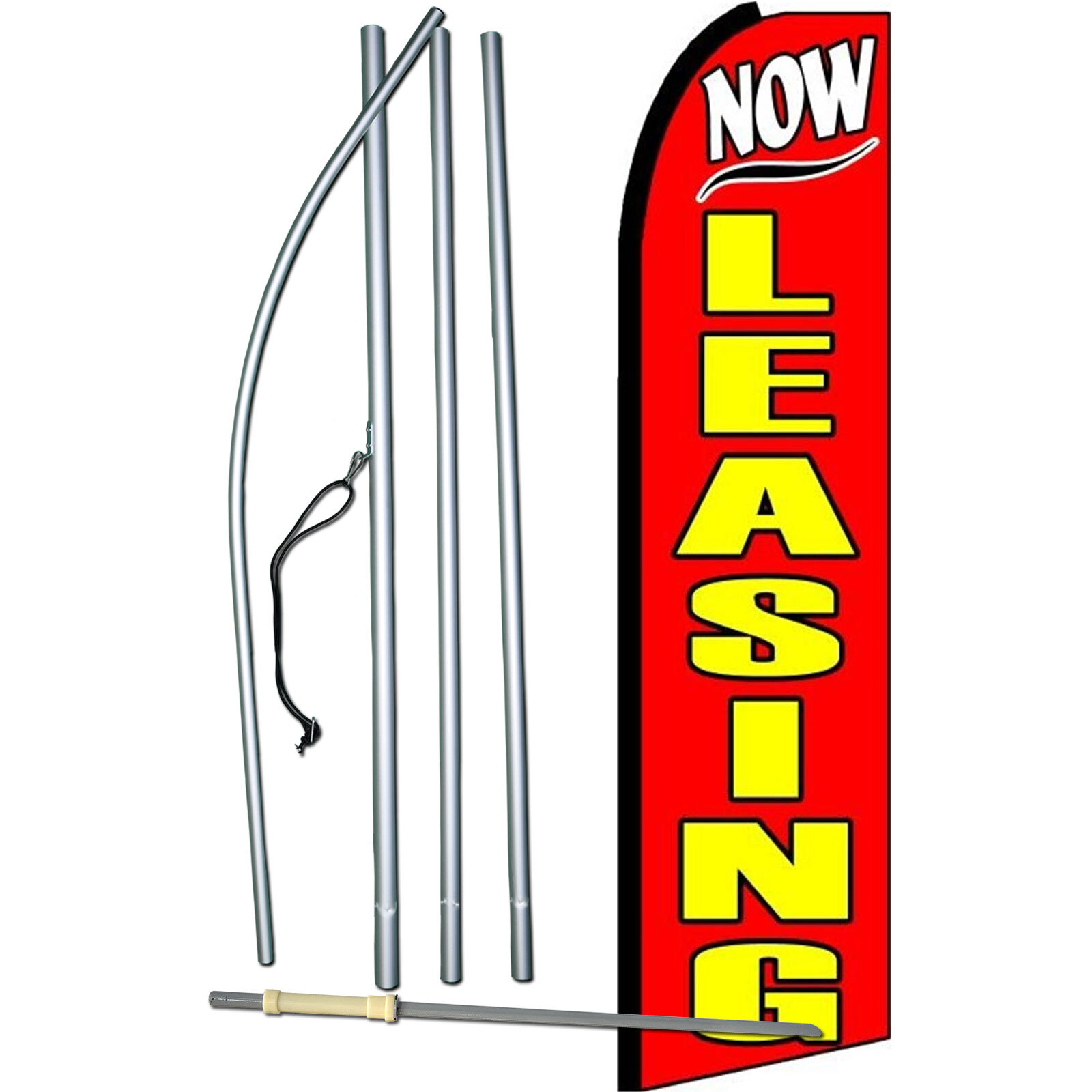 Now Leasing Flag with Flag Pole and Spike