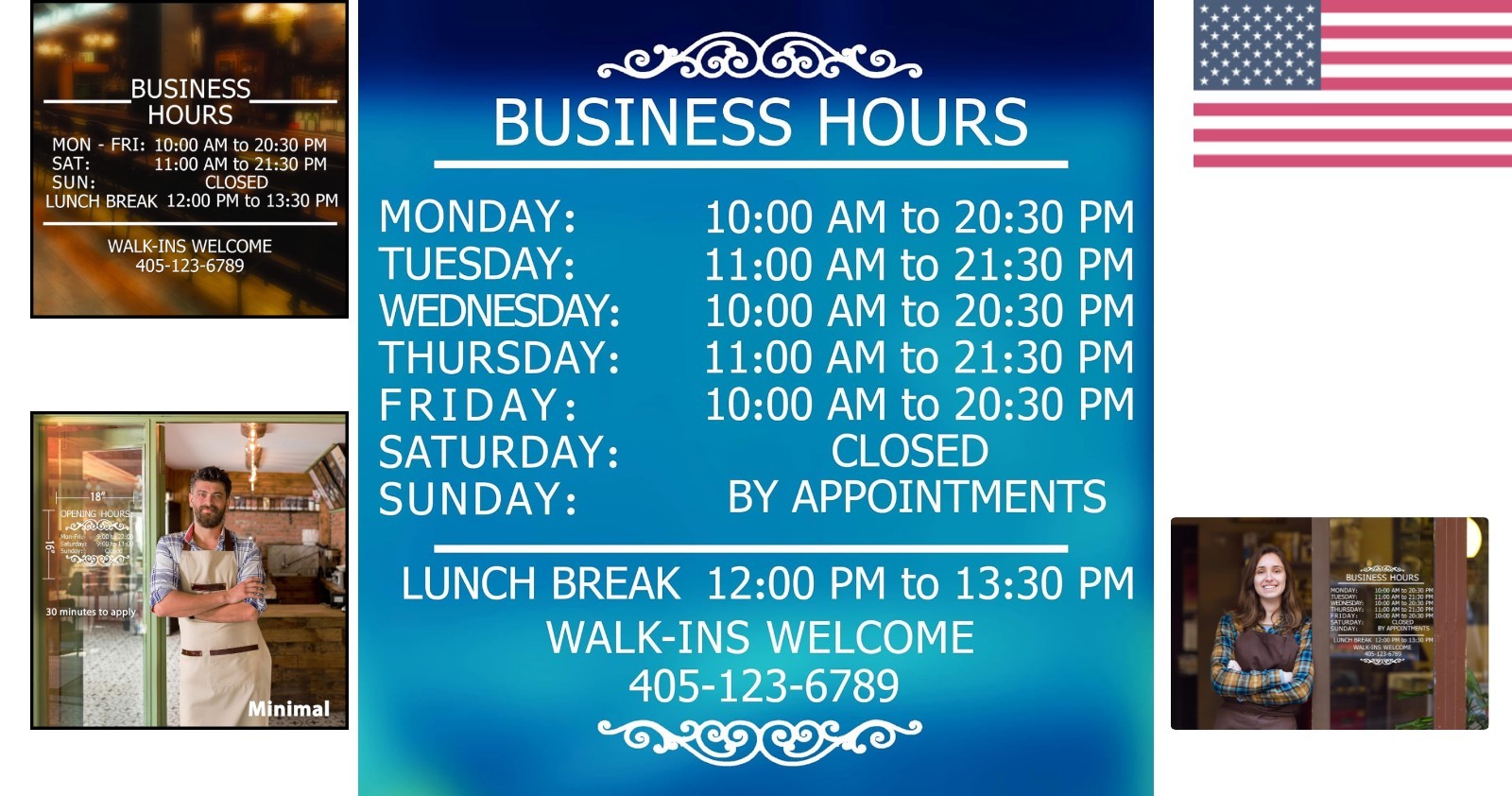 Weatherproof Business Hours Sign – Eye-Catching Acrylic Customization Kit, 16×23