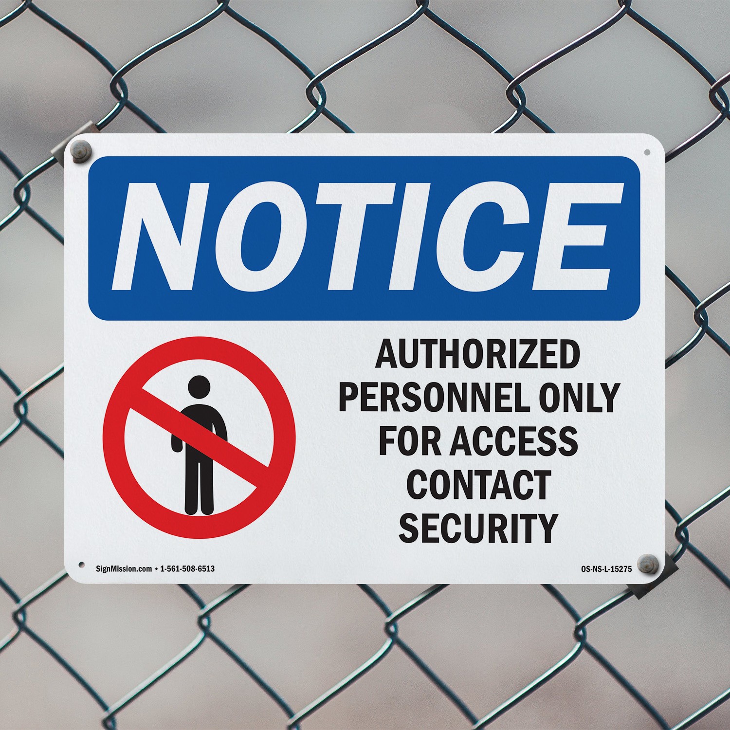 Authorized Personnel Only Contact Security OSHA Notice Sign, Decal 5 or 10 Pack