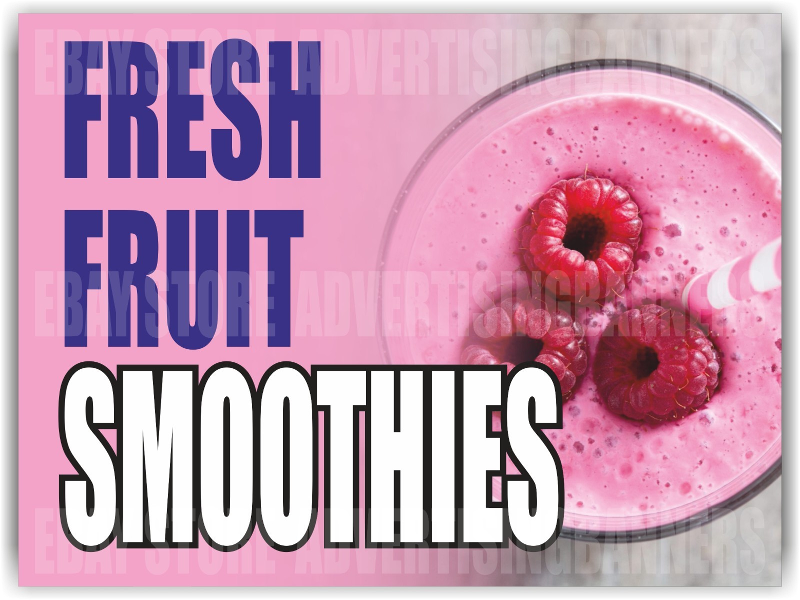 FRESH FRUIT SMOOTHIES Yard Sign with H-Stakes Farm Produce Fruit Drinks Bar