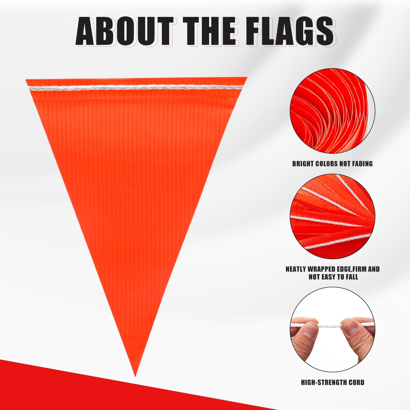 Safety Warning [Enhanced Density] Pennant Banner Flag Sign – 105FT High Visib…