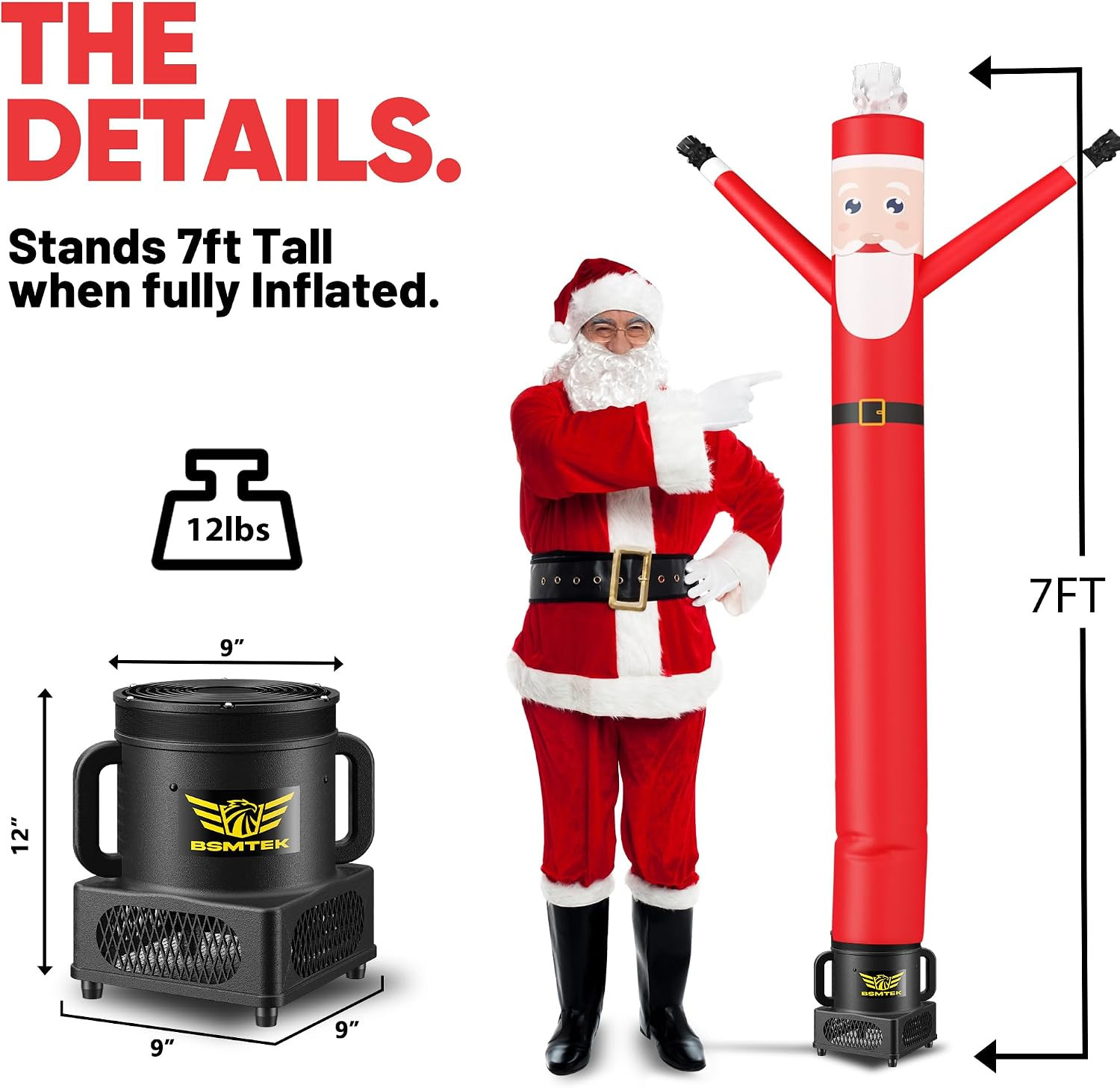 7FT Air Inflatable Waving Tube Man Set with Blower & Wheel, Air Puppet Dance Art