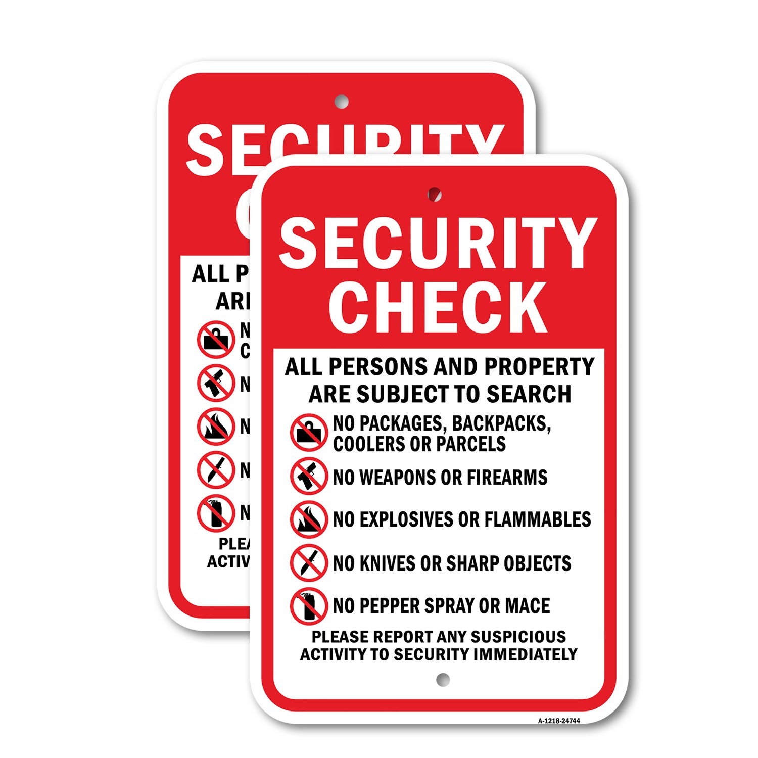 Security Check All Persons And Property Are Sub Heavy Gauge Metal Parking Sign