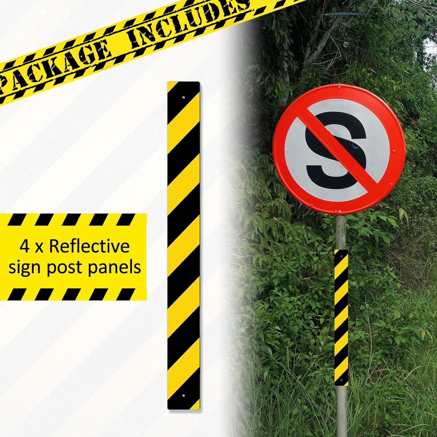 4 Pcs Reflective Sign Post Panel 30 x 3” Aluminum Reflectors for Driveway En…