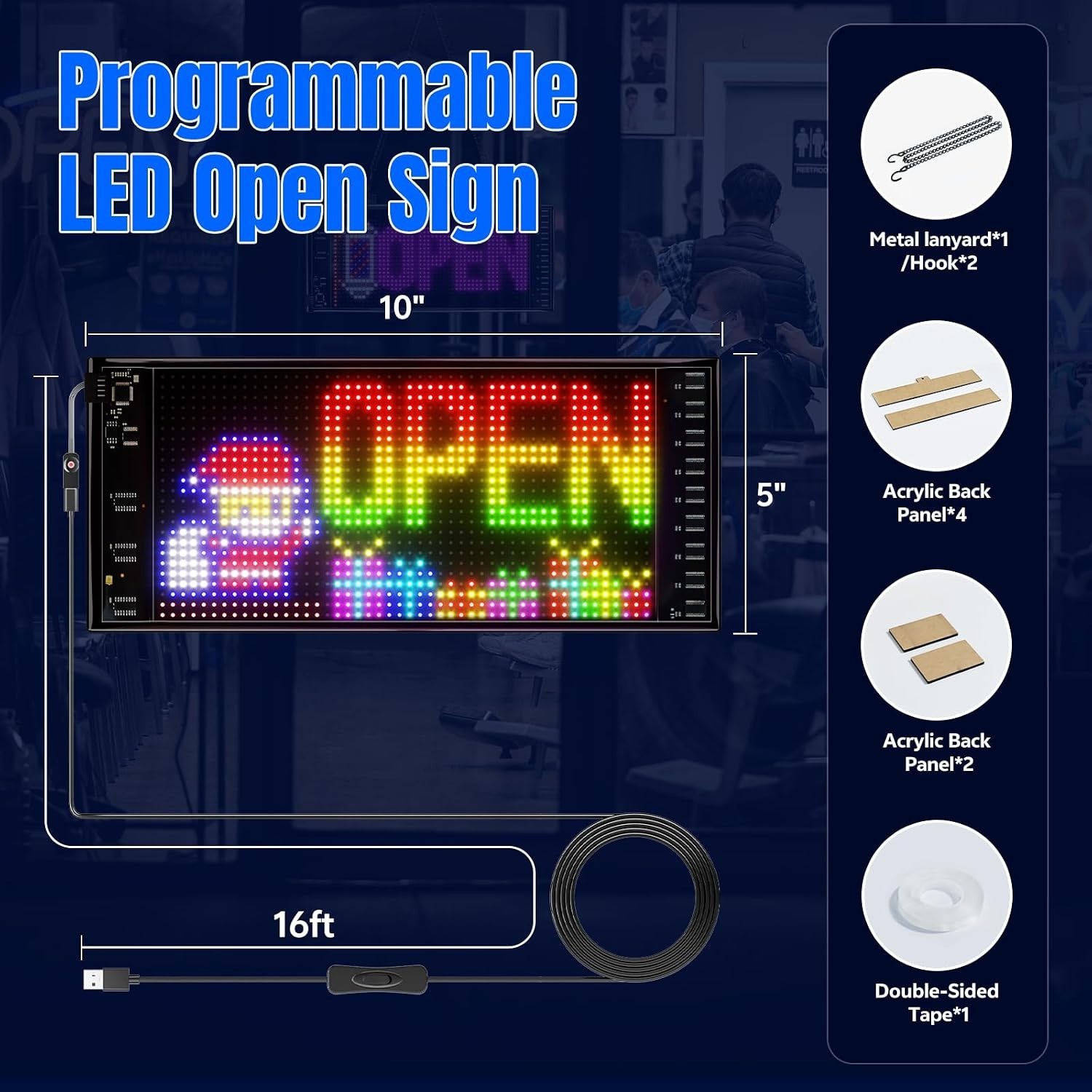 Versatile 11x5in LED Display Sign with Custom Text – Perfect for Stores & Bars