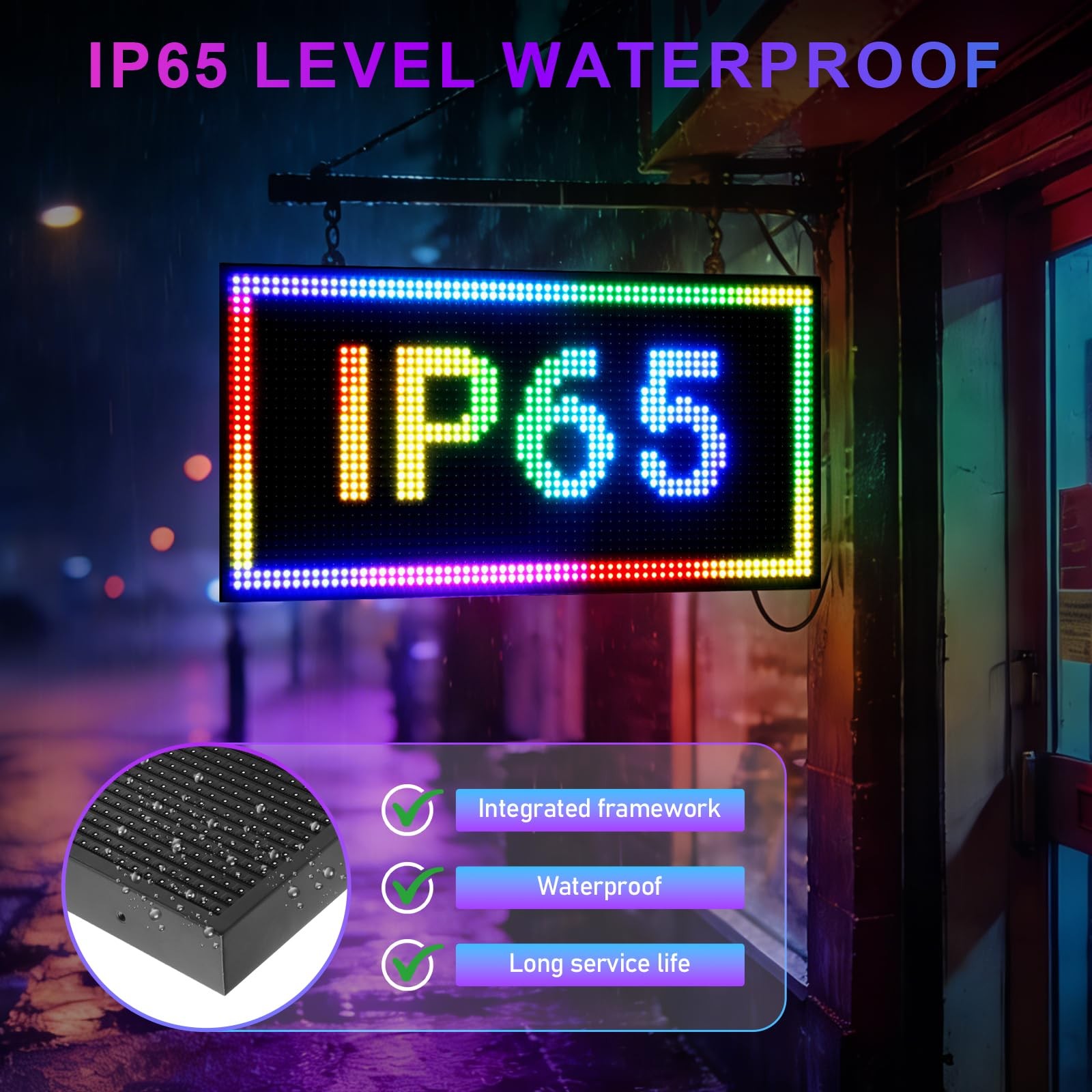Open LED Sign,Scrolling Led Programmable Sign,39″x8″,Wifi Control,Waterproof …