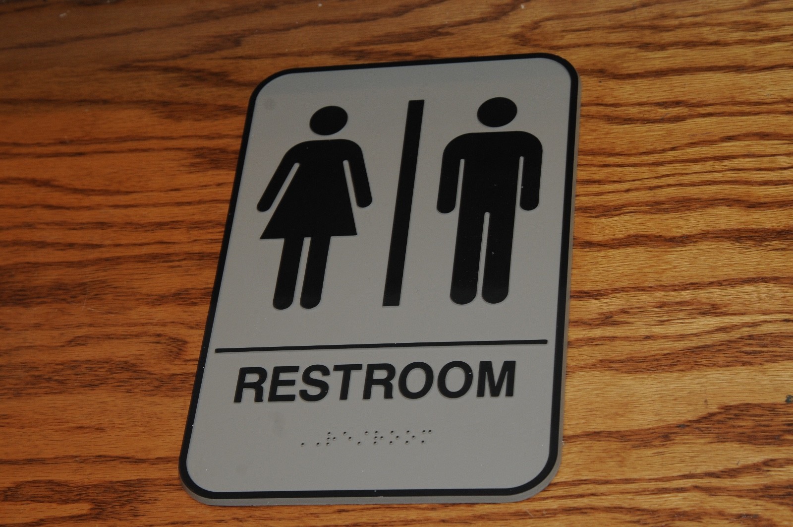 Restroom Sign, Male and Female Brail Acrylic Door Sign with Adhesive Backing.