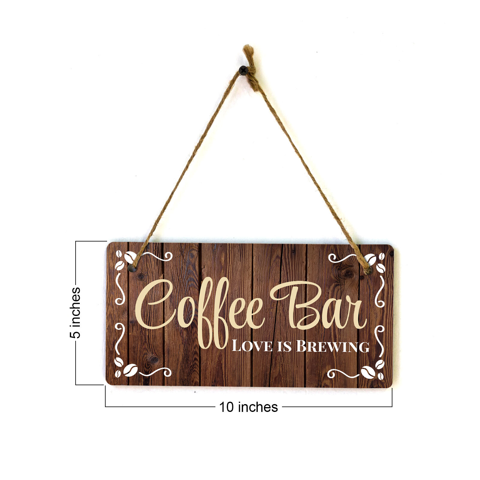 Coffee Bar Love is Brewing 5×10 Hanging Wall or Door Sign