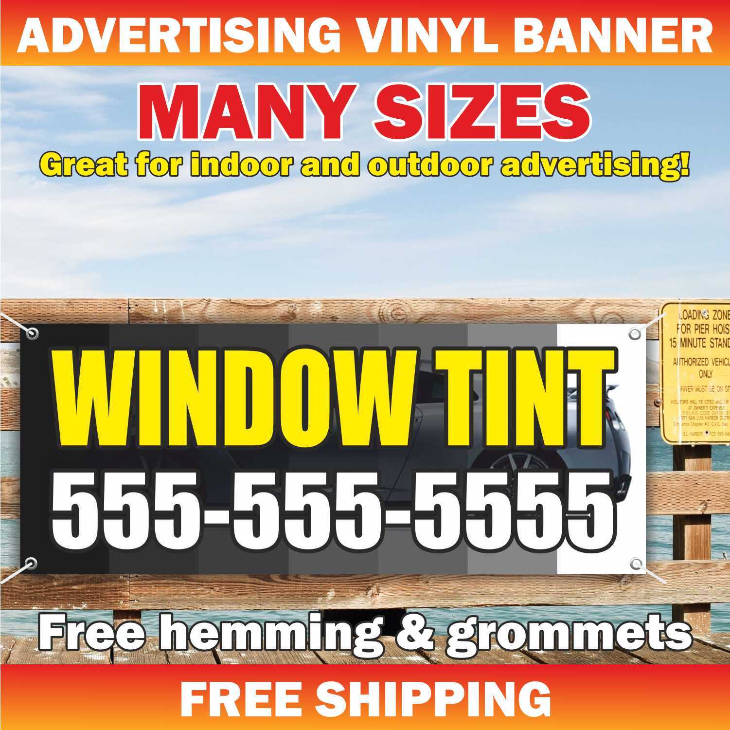 WINDOW TINT Advertising Banner Vinyl Mesh Sign AUTOMOTIVE CAR AUTO HOME VEHICLES