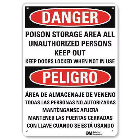 Lyle U1-1053-Ra_10X14 Danger Sign, 14X10 In., Bilingual, U1-1053-Ra_10X14