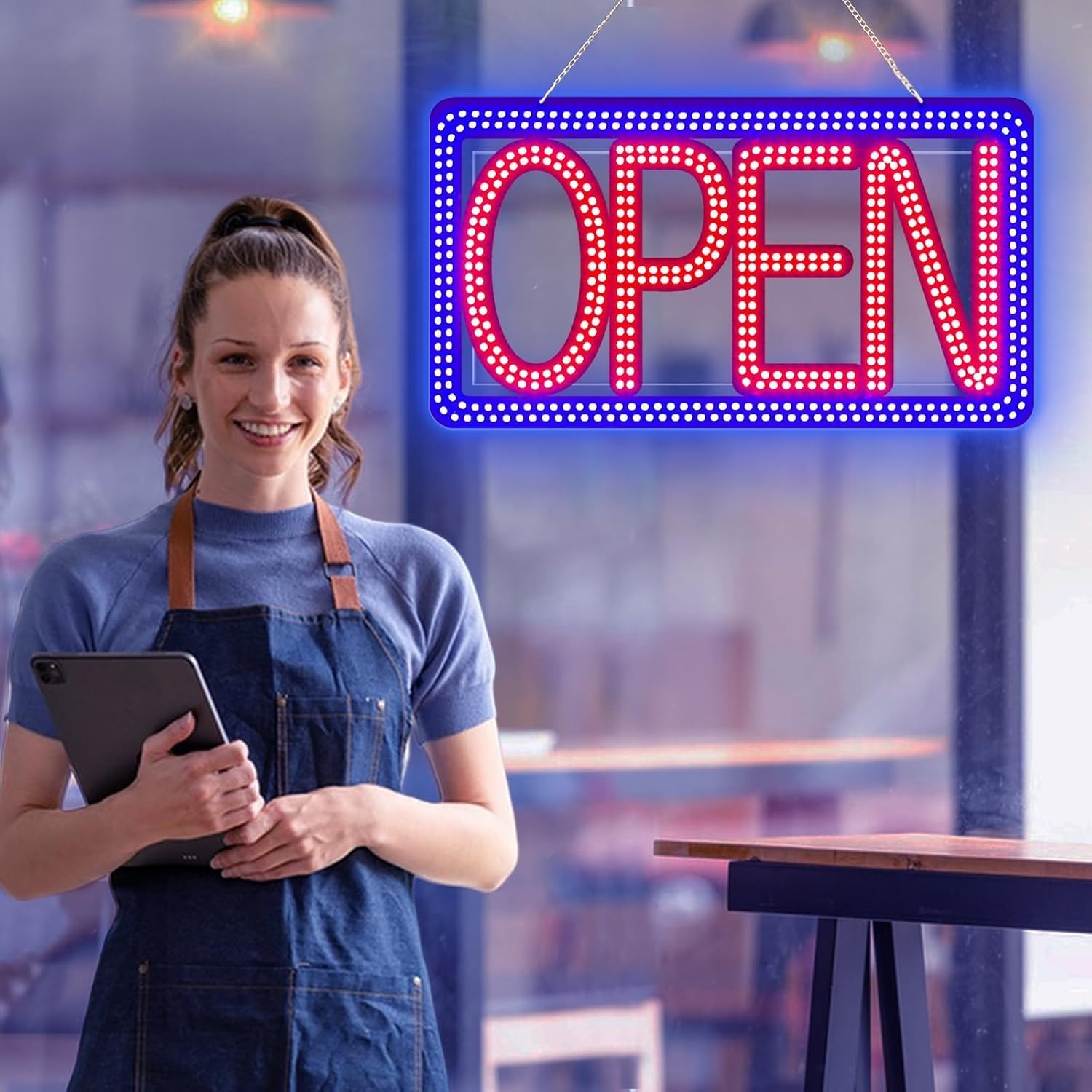 16.5″x9″ Horizontal Open Sign – Bright & Dimmable