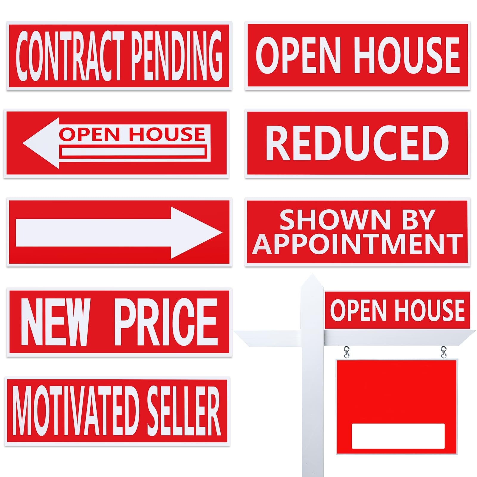 CroBlissful 8 Pcs Real Estate Rider Signs 24 x 6 Inch Double Sided Waterproof