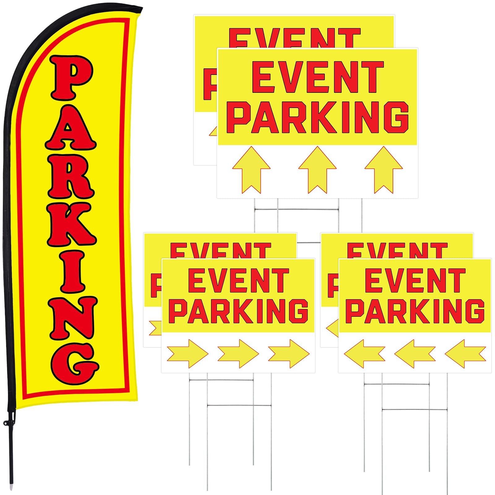 Hahafelt Parking Sign Set 1 Pack Feather Flag 6 Pack Double Sided Event Parki…